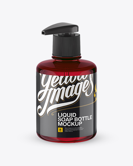 Download Red Liquid Soap Bottle With Pump Mockup Halfside View In Bottle Mockups On Yellow Images Object Mockups PSD Mockup Templates