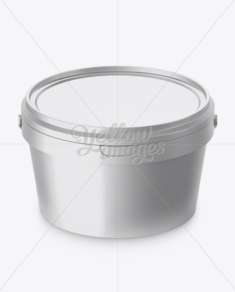 Metallic Paint Bucket Mockup   Halfside View (High Angle Shot) PSD #1