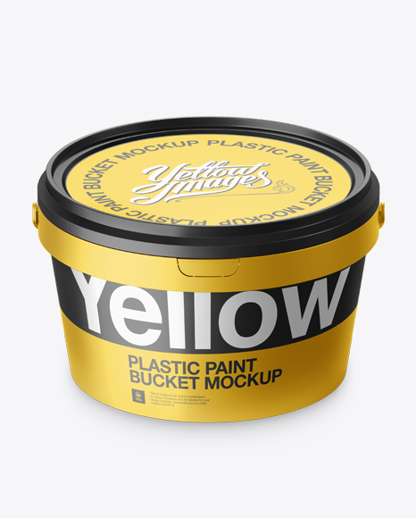 Metallic Paint Bucket Mockup   Halfside View (High Angle Shot) PSD #2