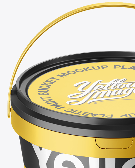 Metallic Paint Bucket Mockup - Halfside view (High-Angle Shot) on