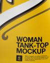 Womens Tank Top Premium Mockup - Halfside View on Yellow Images Object