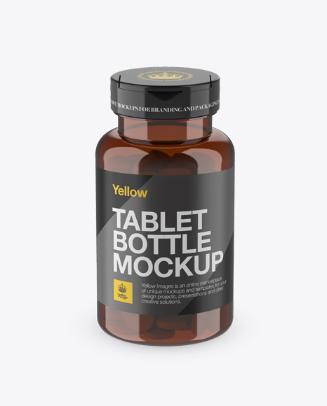 Amber Pill Bottle Mockup (High-Angle Shot)