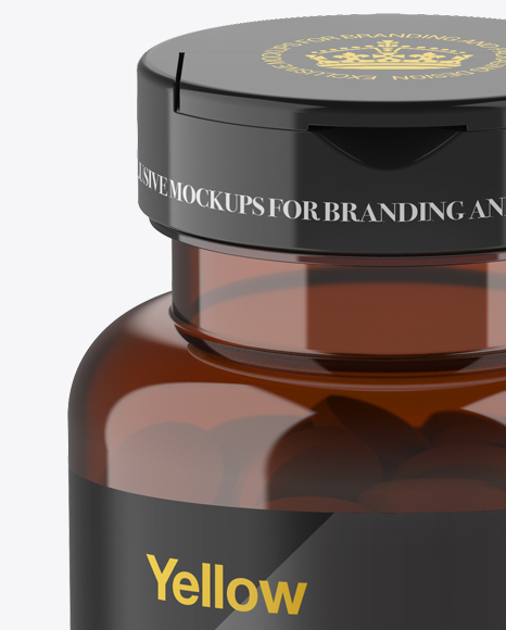 Amber Pill Bottle Mockup (High Angle Shot) PSD #2
