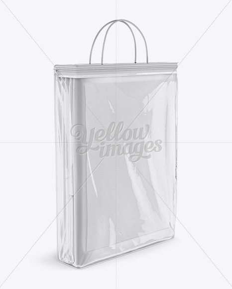 Clear Vinyl Bag With Bed Linen Mockup Front Side Back View In Packaging Mockups On Yellow Images Object Mockups