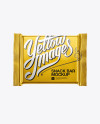 Download Metallic Square Chocolate Bar Mockup - Front View in Flow-Pack Mockups on Yellow Images Object ...