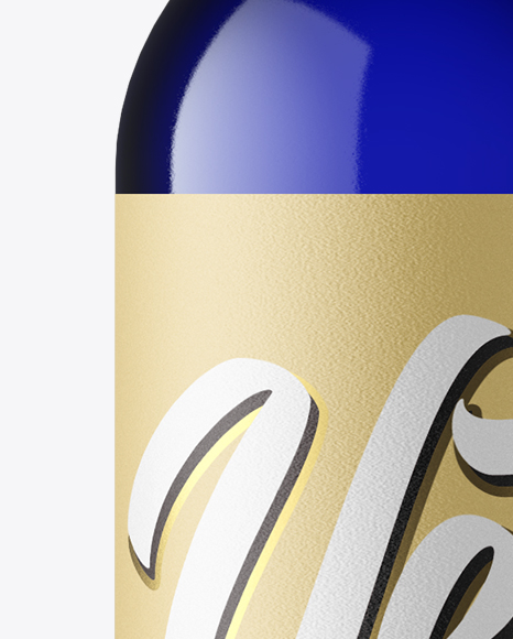 Blue Glass Bottle Mockup   Front View PSD #1