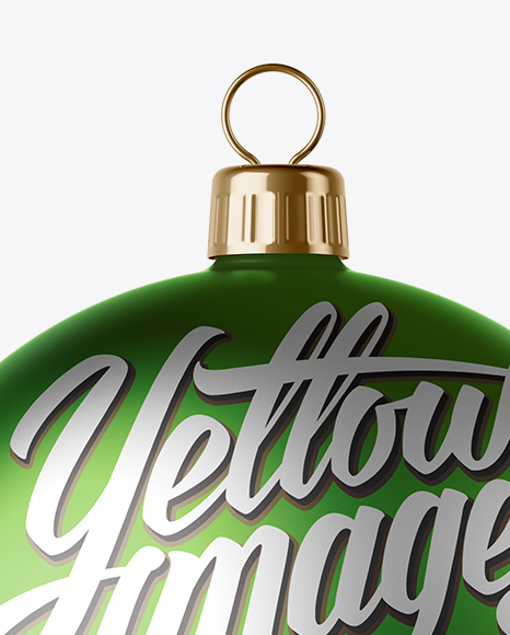 Matte Metallic Christmas Ball Mockup - Front View on Yellow Images