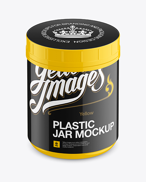 Glossy Plastic Jar Mockup - Front View (High-Angle Shot)