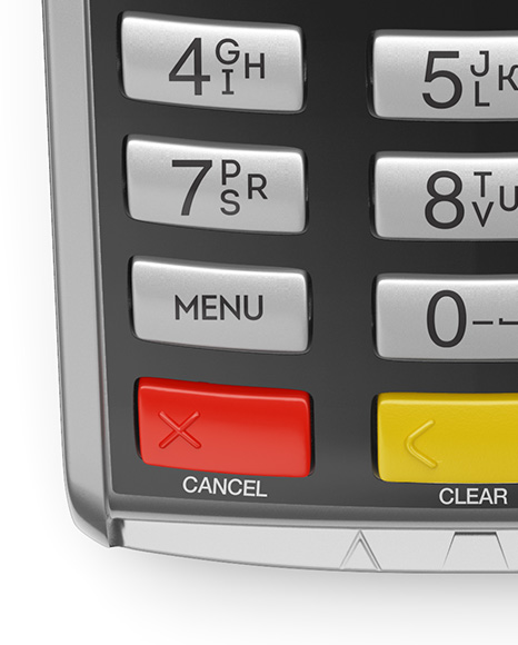 Payment Terminal w/ Label Mockup - Top View