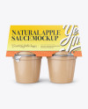 Natural Apple Sauce 4-6 Oz. Cups Mockup - Front View on Yellow Images