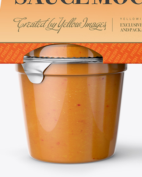 Peach Apple Sauce 4 6 Oz. Cups Mockup   Front View PSD #2