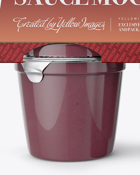 Berry Apple Sauce 4 6 Oz. Cups Mockup   Front View PSD #2