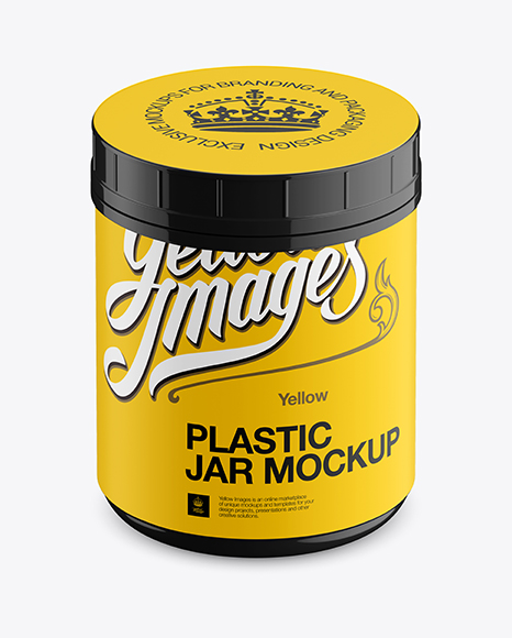 Download Glossy Plastic Jar with Matte Label Mockup (High-Angle Shot) in Jar Mockups on Yellow Images ...