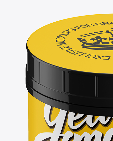 Download Glossy Plastic Jar with Matte Label Mockup (High-Angle Shot) in Jar Mockups on Yellow Images ...