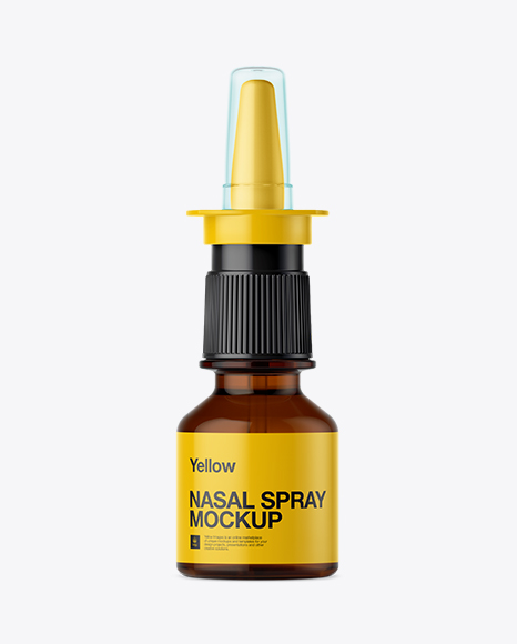 Amber Nasal Spray Bottle Mockup Front View In Bottle Mockups On Yellow Images Object Mockups