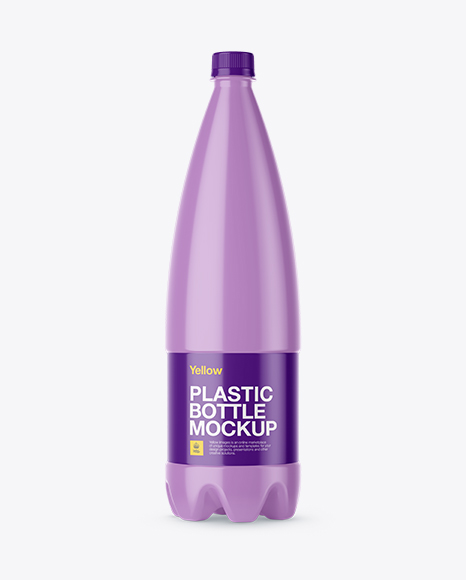 Download 1L Glossy Plastic Bottle Mockup - Front View in Bottle ...