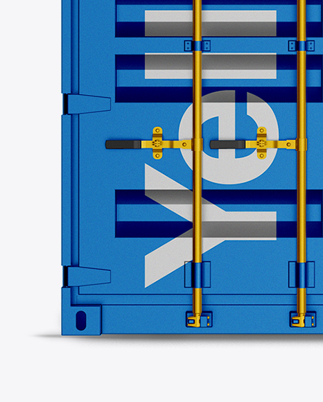 Download 20F Metallic Shipping Container Mockup - Side View in Object Mockups on Yellow Images Object Mockups