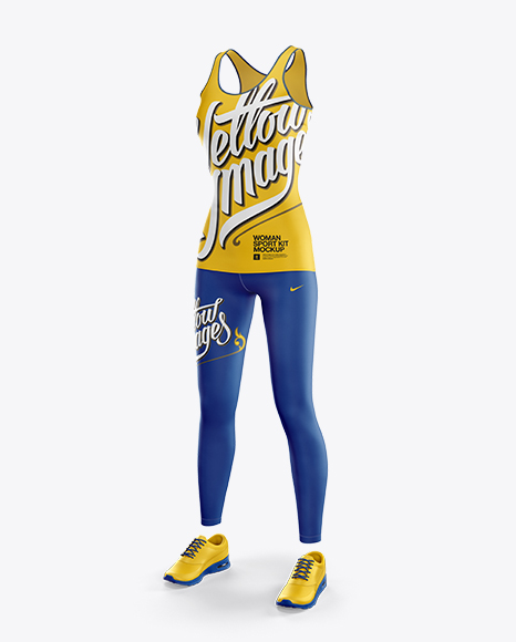 Download Women S Fitness Kit Mockup Halfside View In Apparel Mockups On Yellow Images Object Mockups