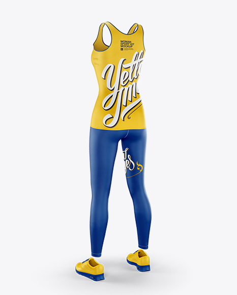 Women S Fitness Kit Mockup Back Halfside View In Apparel Mockups On Yellow Images Object Mockups