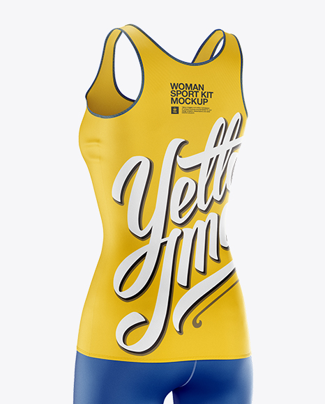 Women S Fitness Kit Mockup Back Halfside View In Apparel Mockups On Yellow Images Object Mockups