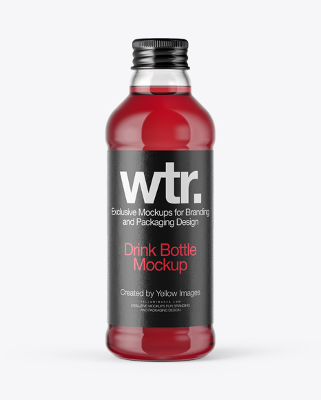 Glass Bottle with Red Drink Mockup