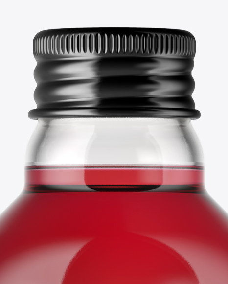 Glass Bottle with Red Drink Mockup PSD #1