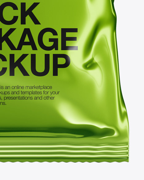 Download Metallic Snack Package Mockup - Front View in Flow-Pack Mockups on Yellow Images Object Mockups