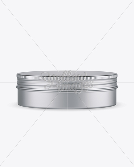 Free Matte Metal Round Tin Box Mockup - Front View (High-Angle Shot) PSD Mockups