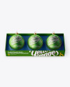 Three Matte Metallic Christmas Balls in Paper Box Mockup (High-Angle