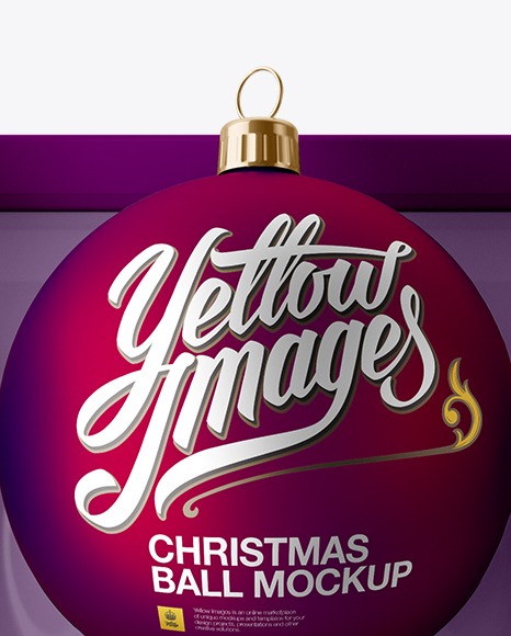 Three Matte Purple Christmas Balls in Paper Box Mockup (High Angle Shot) PSD #2