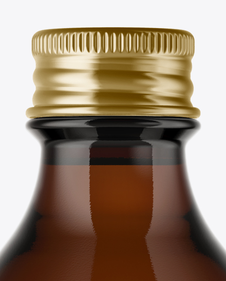 Amber Glass Bottle w  Metal Cap Mockup PSD #1