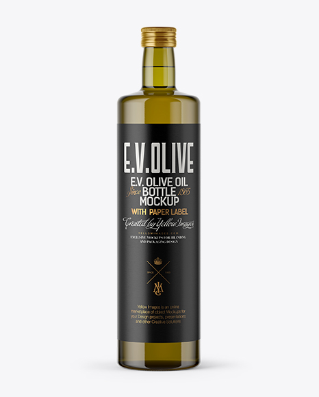 Download 1L Antique Green Glass Bottle with Olive Oil Mockup in ...