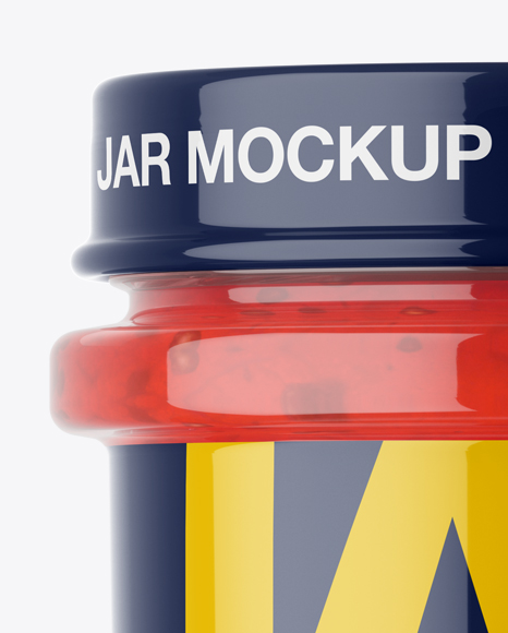 Glass Jar With Raspberry Jam Mockup   Eye Level Shot PSD #2
