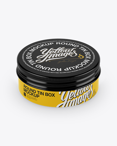 Download Glossy Round Tin Box Mockup - Front View (High-Angle Shot) in Box Mockups on Yellow Images ...