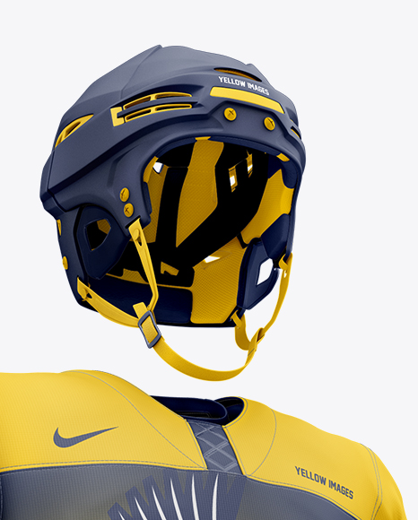 Men S Full Ice Hockey Kit Mockup Hero Shot In Apparel Mockups On Yellow Images Object Mockups