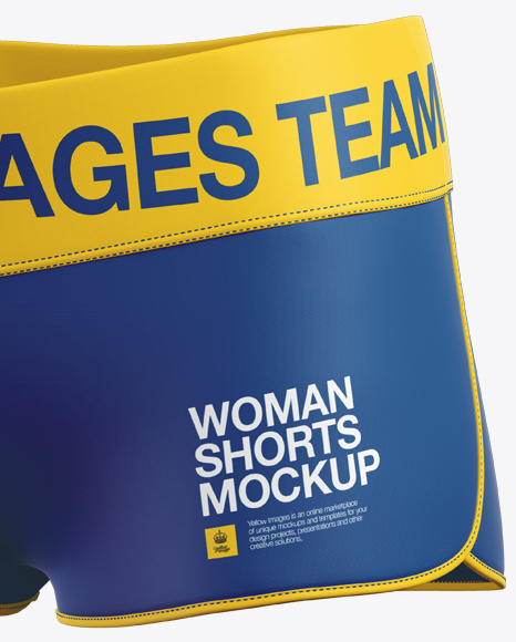 Download Women S Fitness Shorts Mockup Halfside View In Apparel Mockups On Yellow Images Object Mockups