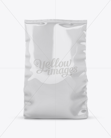 Glossy Stand Up Bag Mockup Front View In Bag Sack Mockups On Yellow Images Object Mockups