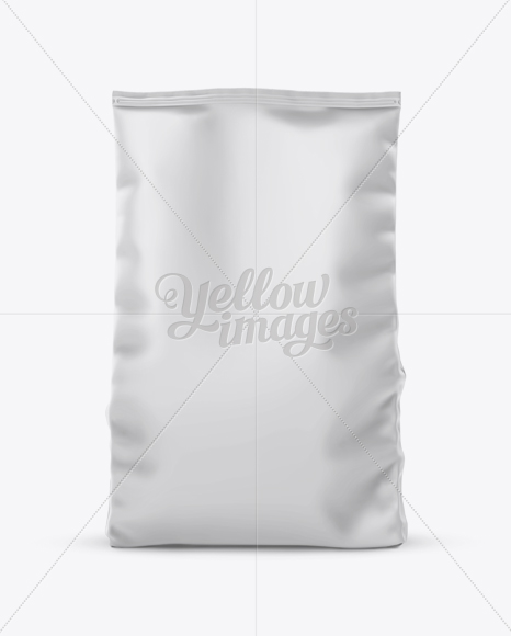 Matte Food Bag Mockup Front View In Flow Pack Mockups On Yellow Images Object Mockups