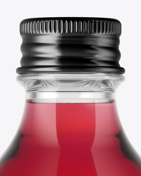 Clear Glass Bottle with Red Drink Mockup PSD #1