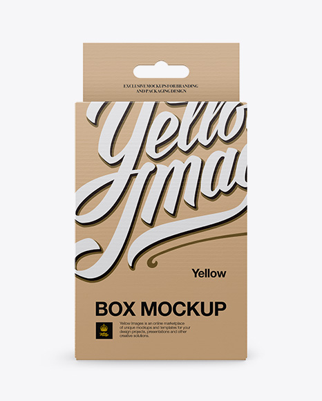 Download Kraft Paper Box Mockup Front View In Box Mockups On Yellow Images Object Mockups PSD Mockup Templates