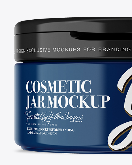 Glossy Cosmetic Jar With Flip Top Cap Mockup Front View In Jar Mockups On Yellow Images Object Mockups