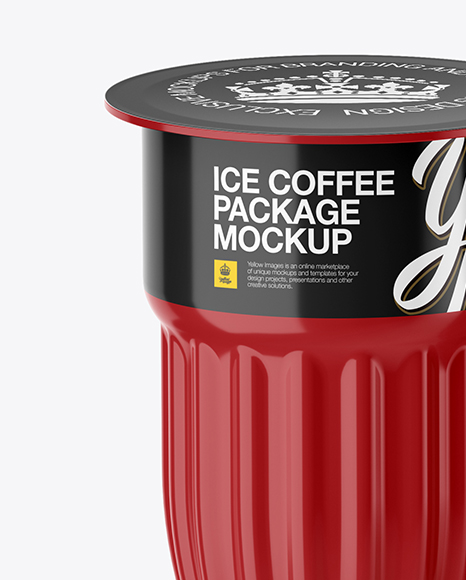 Glossy Ice Coffee 3 K-Cups Package Mockup - Front View (High-Angle Shot