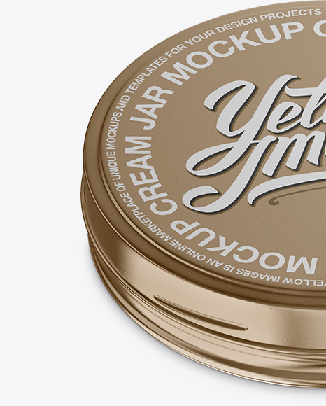 Metallic Cosmetic Jar Mockup (High-Angle Shot)