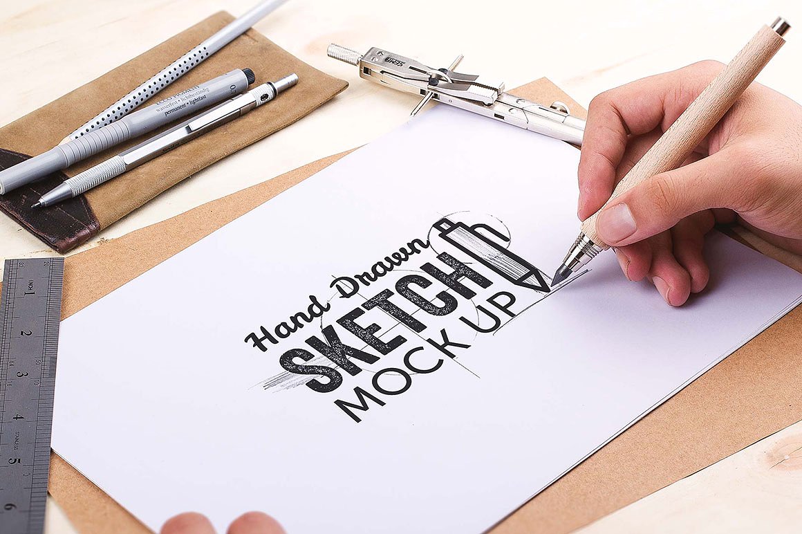 Download Hand Drawn Sketch Mockup 20 Items In Stationery Mockups On Yellow Images Creative Store Yellowimages Mockups