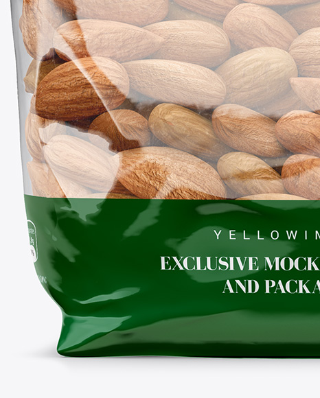 Download Clear Bag With Almonds Mockup - Front View in Bag & Sack ...