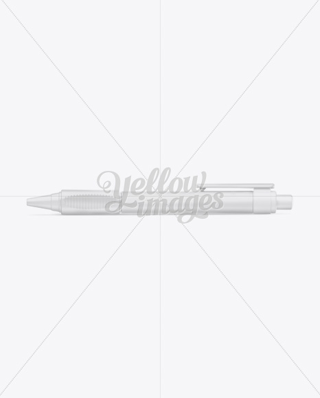 Matte Click Pen Mockup - Side View on Yellow Images Object Mockups