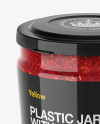 Plastic Jar With Raspberry Jam Mockup (High-Angle Shot) on Yellow