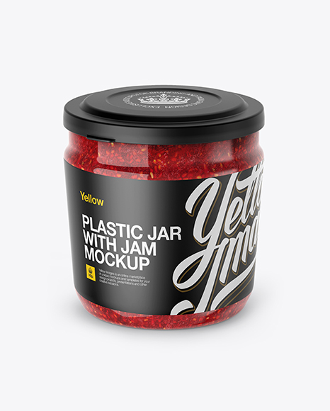 Plastic Jar With Raspberry Jam Mockup (High Angle Shot) PSD #6