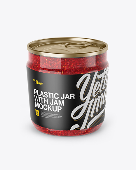 Plastic Jar With Raspberry Jam Mockup (High Angle Shot) PSD #7