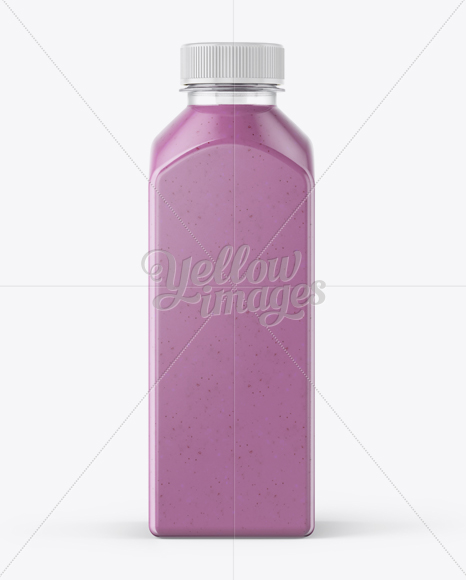 Square Plastic Bottle With Paper Label Mockup In Bottle Mockups On Yellow Images Object Mockups